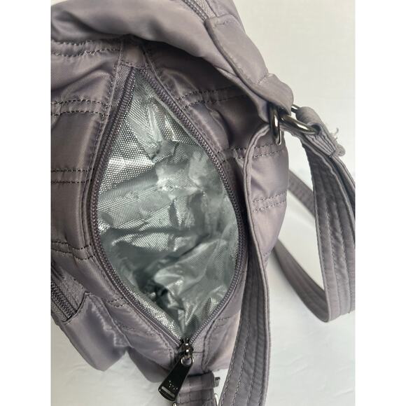 Lug Zipliner Gray Nylon Convertible Hobo Crossbody Travel Versatile Bag Purse - Picture 8 of 14